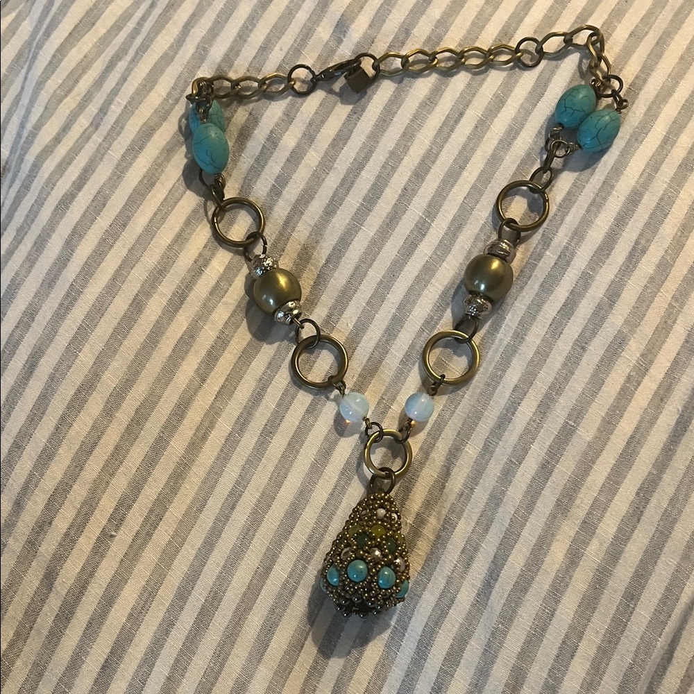 Pam Hiran Turquoise Drop Pendant Necklace